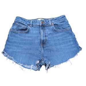 H&M Cutoff Denim Shorts Medium Wash High Rise Shortie Size 8
